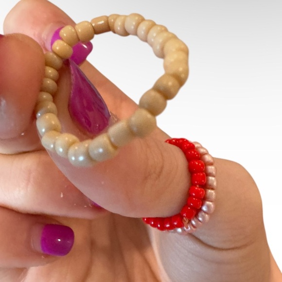 Colorful Beaded Rings Set - Picture 5 of 8